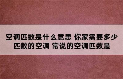 空调匹数是什么意思 你家需要多少匹数的空调 常说的空调匹数是